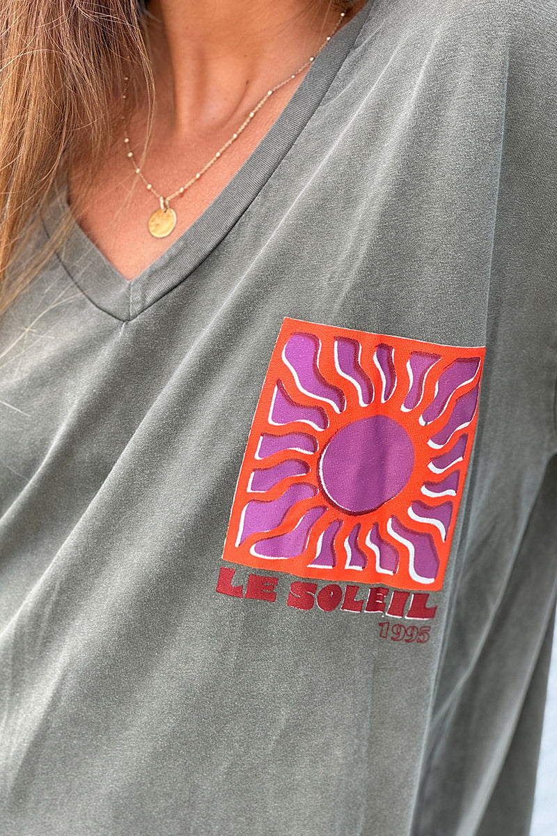 Olive Neon Sun Vintage Jersey T-Shirt Dress