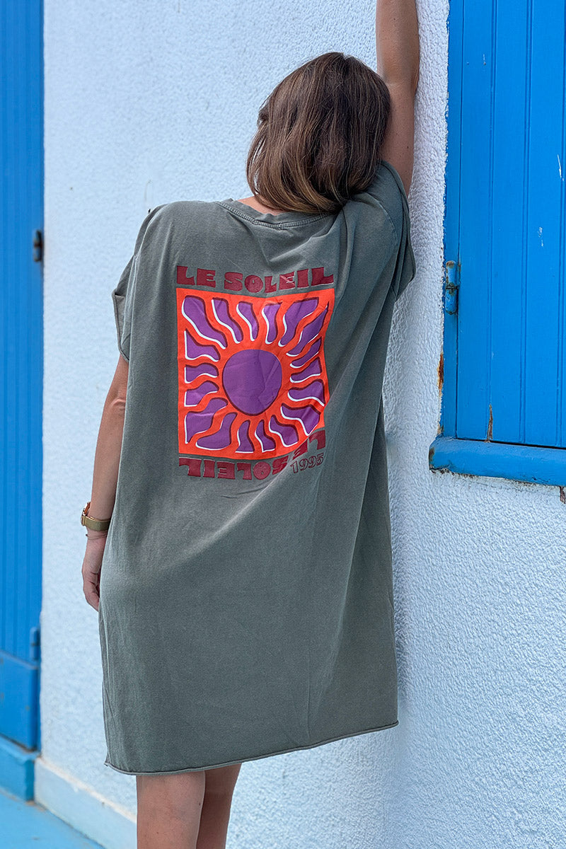 Olive Neon Sun Vintage Jersey T-Shirt Dress