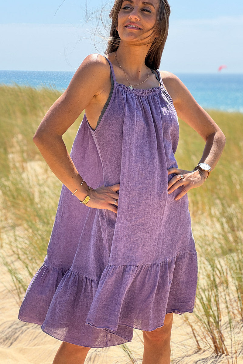 Purple Fluted Terry Sundress