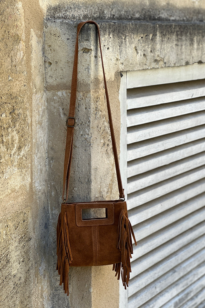 Camel Suede Fringe Bag