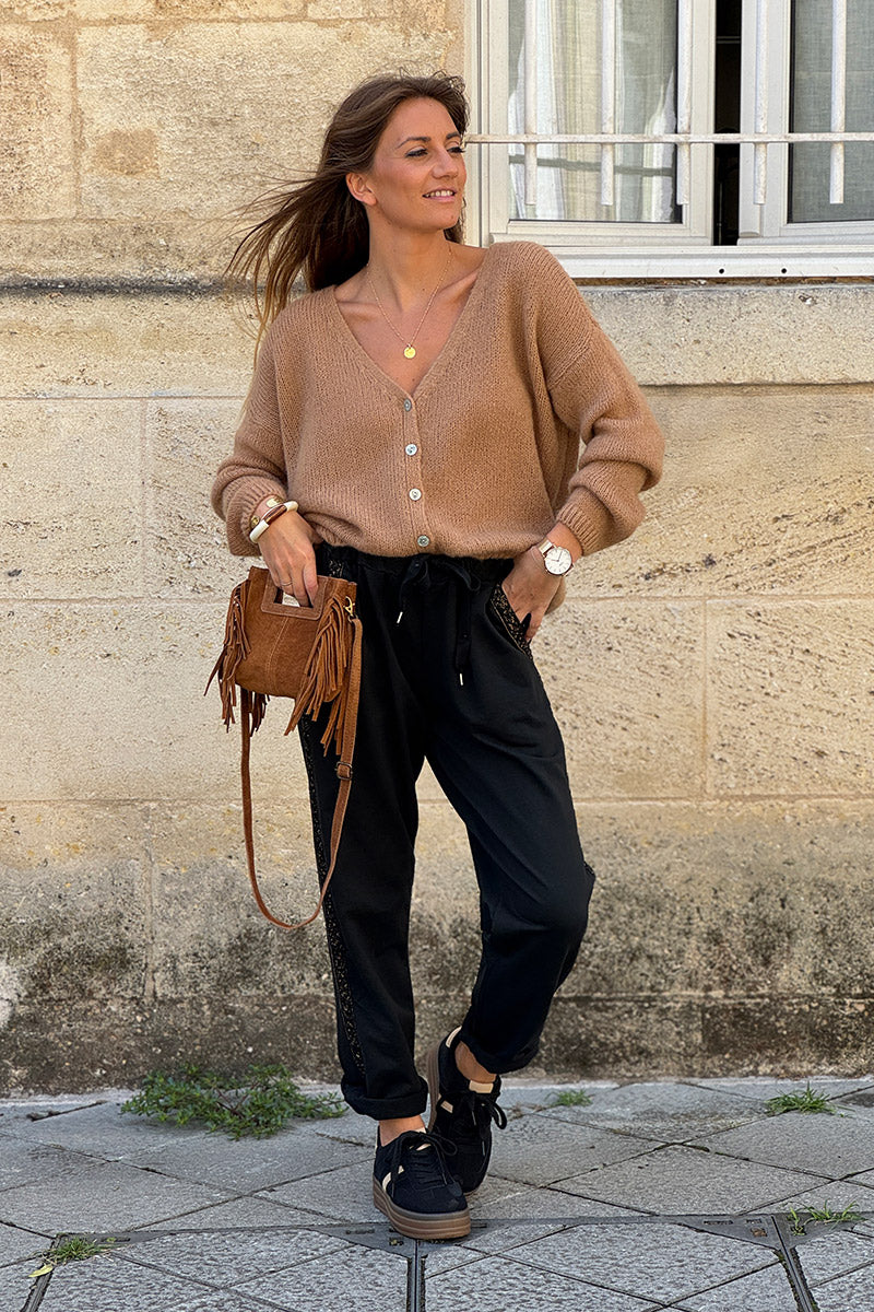 Camel Suede Fringe Bag