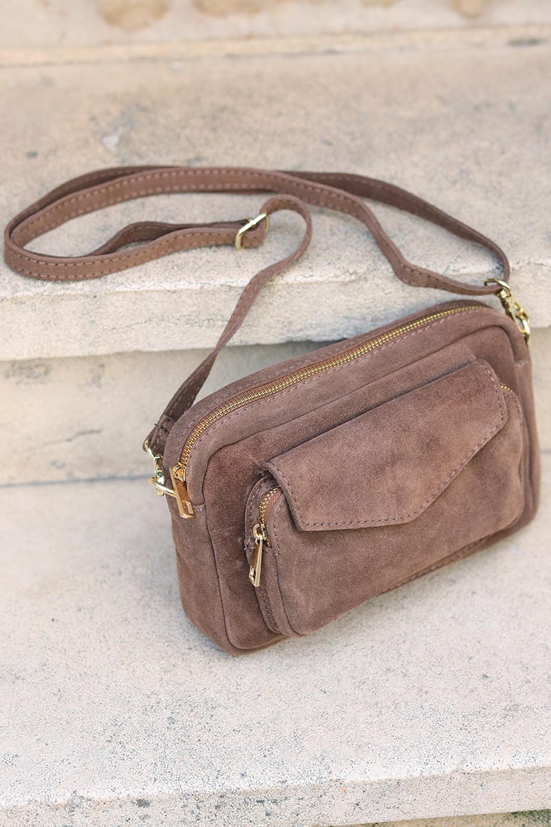 Crossbody bag with online front pockets