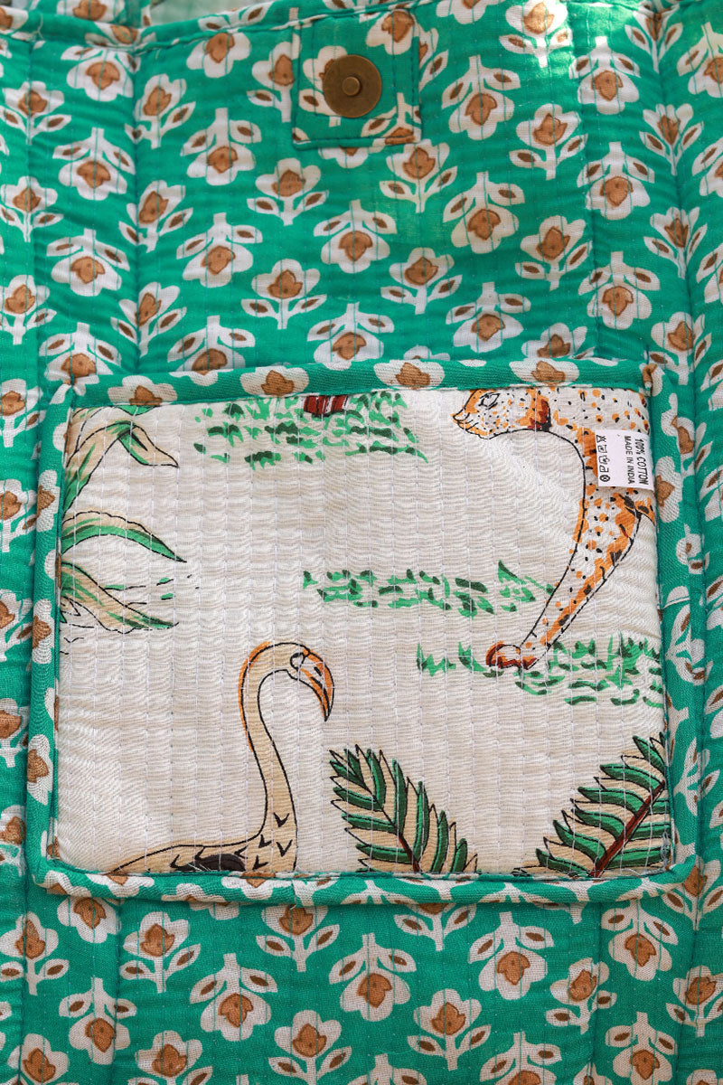 Cream Jungle Print Gauze Tote