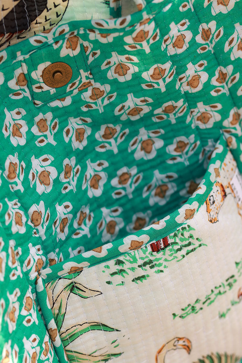 Cream Jungle Print Gauze Tote
