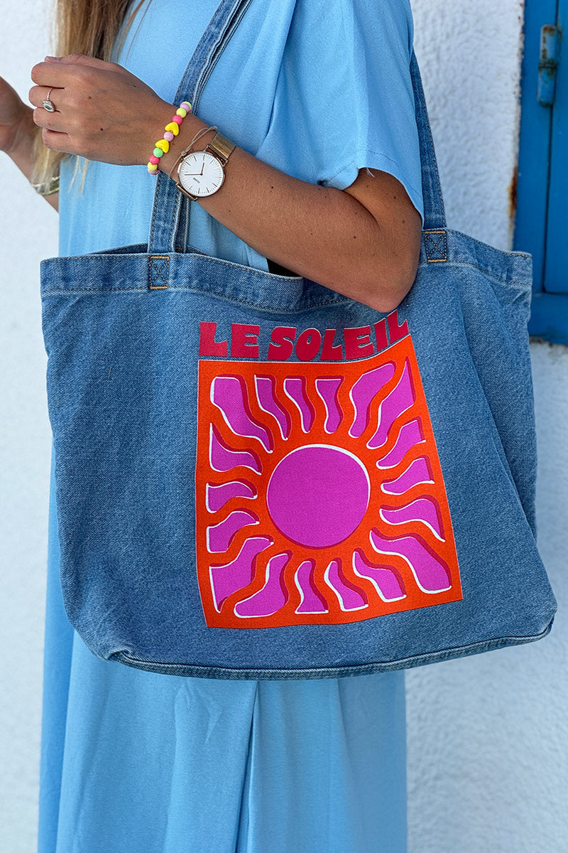 Blue Jean Wash Denim Le Soleil Tote