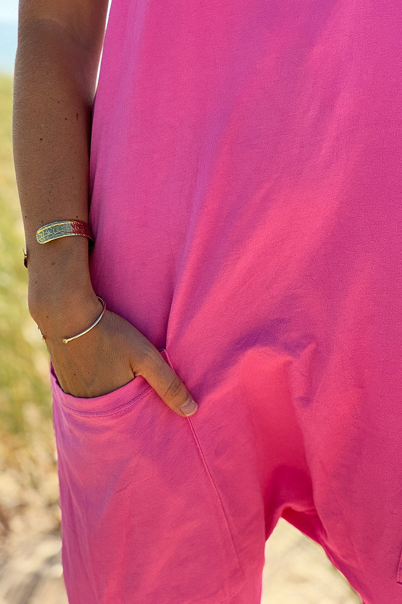 Pink Overall Jersey Jumper with Pockets