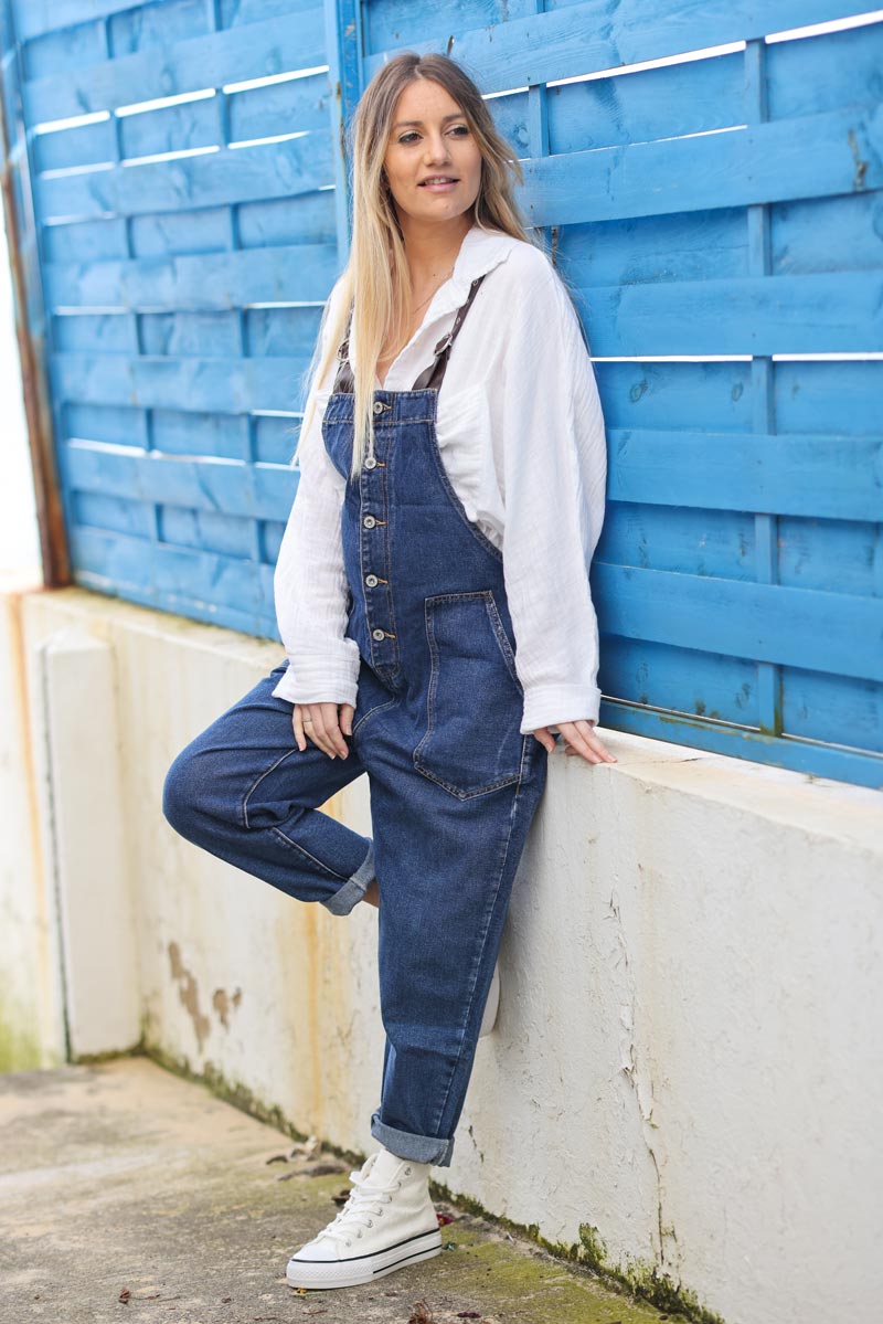 Dark on sale denim dungarees