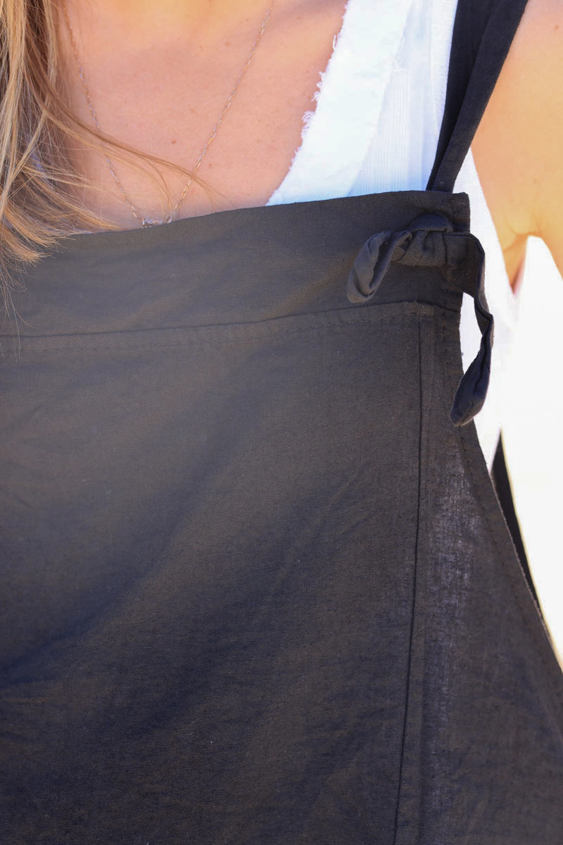 Black Cotton and Linen Flowing Overalls