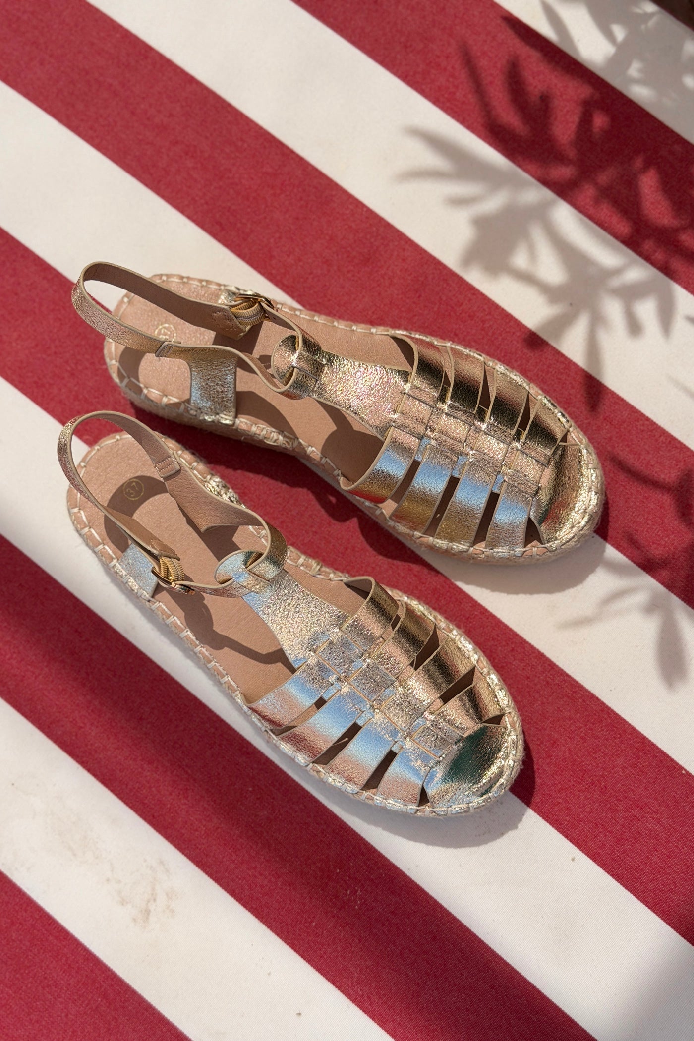 Gold Gladiator Espadrille Sandals