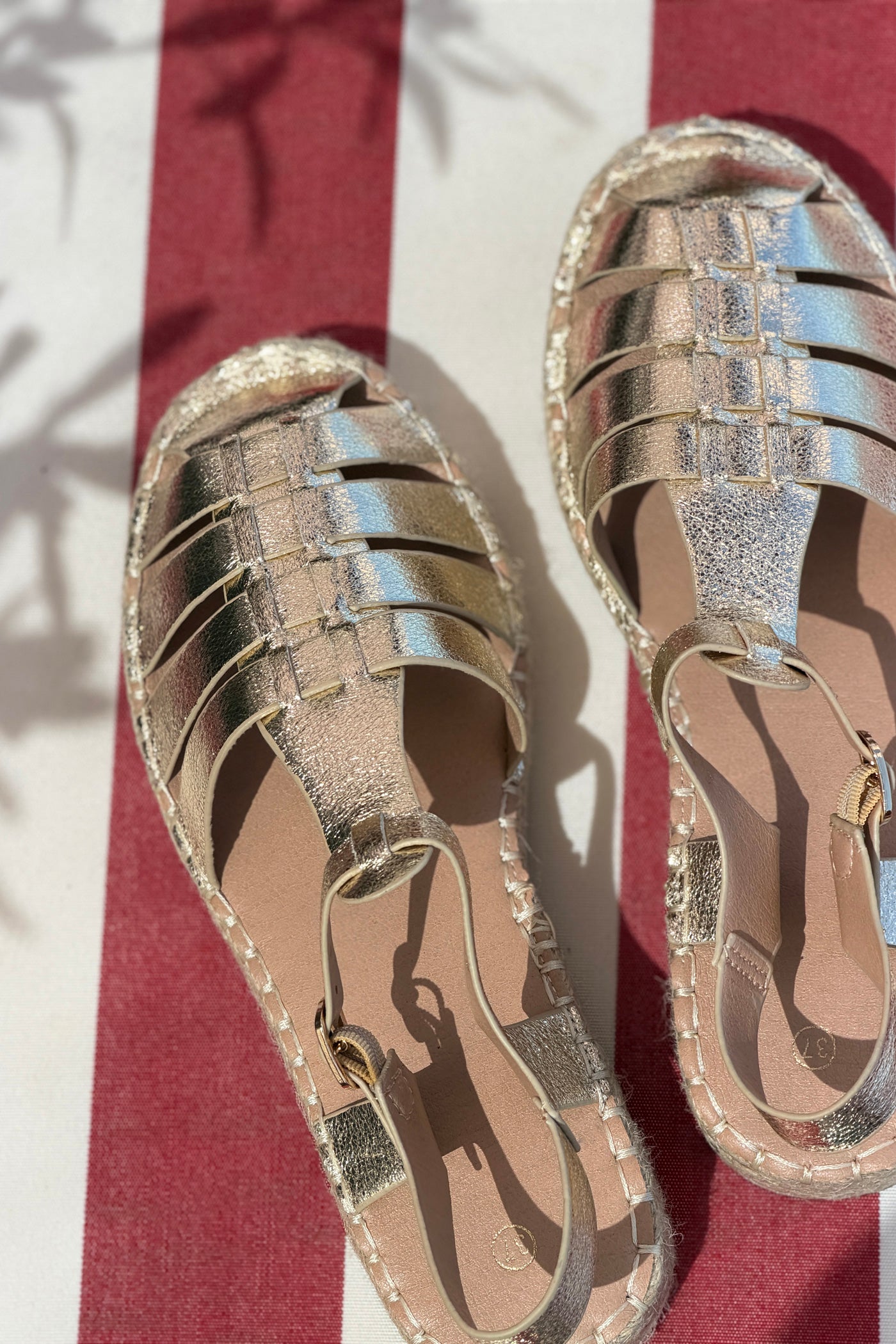 Gold Gladiator Espadrille Sandals