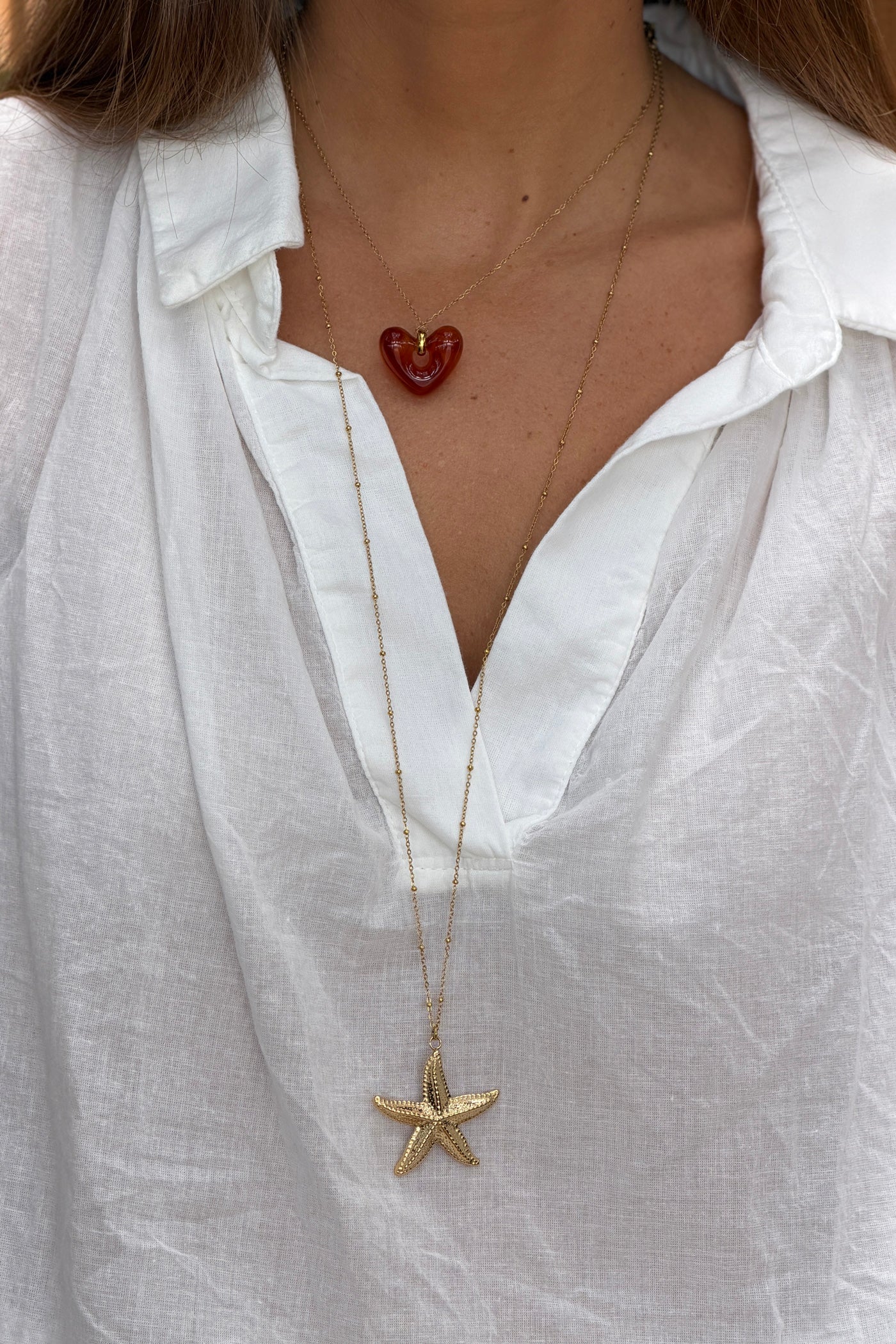 Golden Sea Star Pendant Necklace