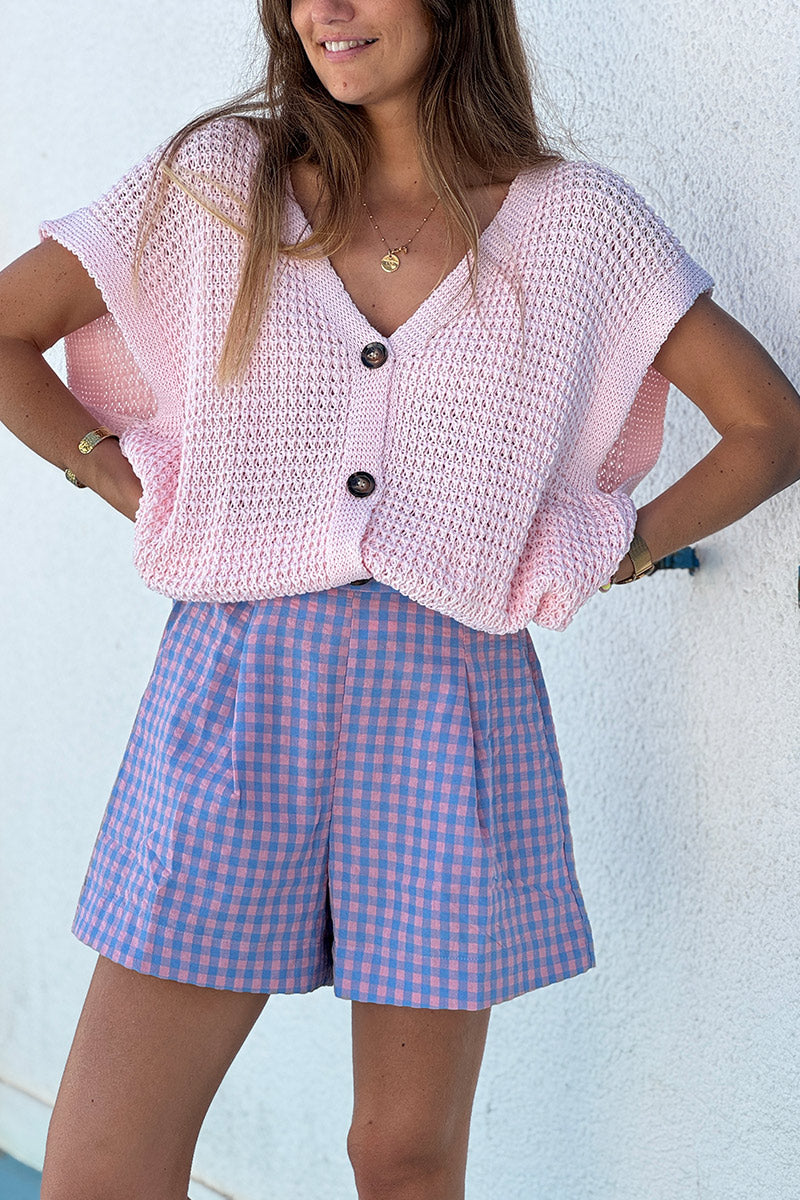 Pink Plaid Pull-On Skort