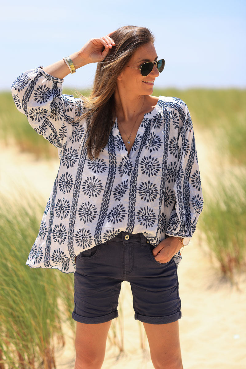Short basique bleu marine stretch et confort