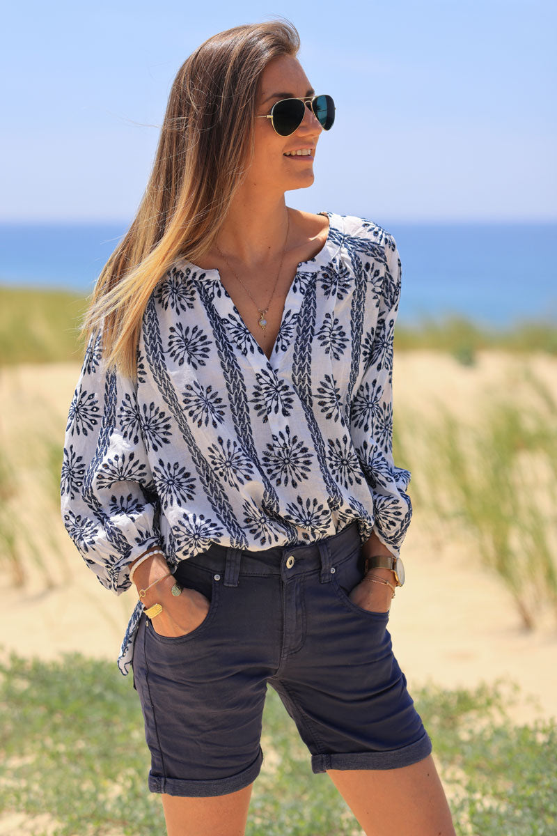 Short basique bleu marine stretch et confort