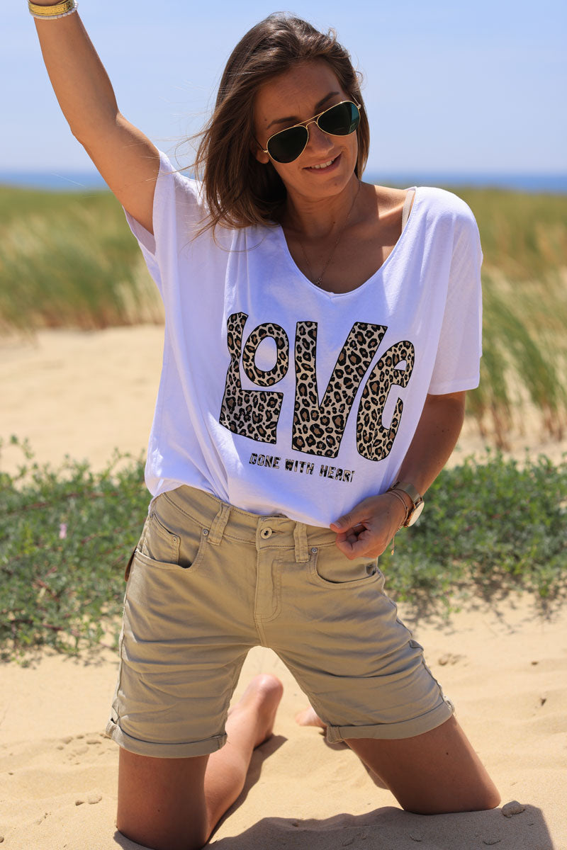 Short basique beige stretch et confort