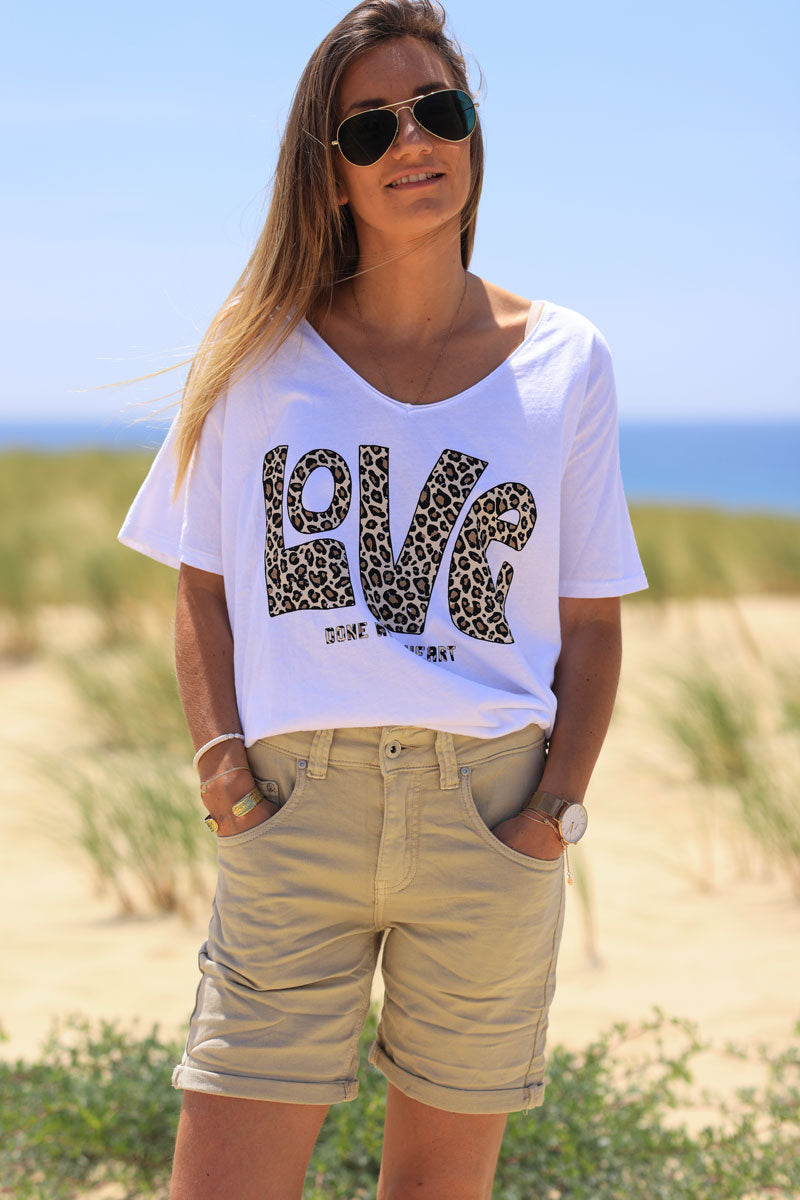 Short basique beige stretch et confort