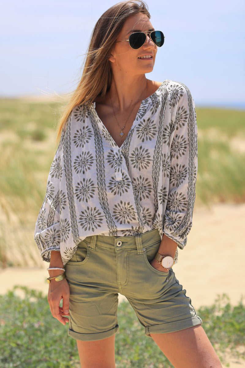 Short basique kaki stretch et confort