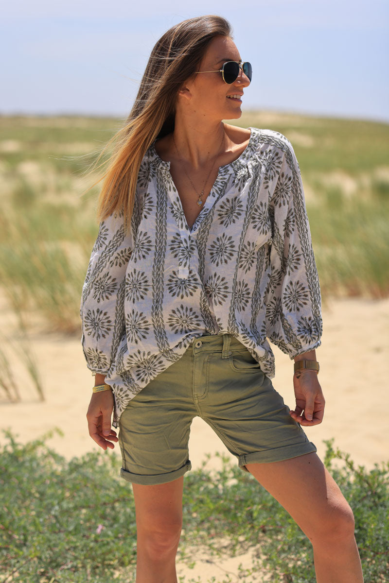 Short basique kaki stretch et confort