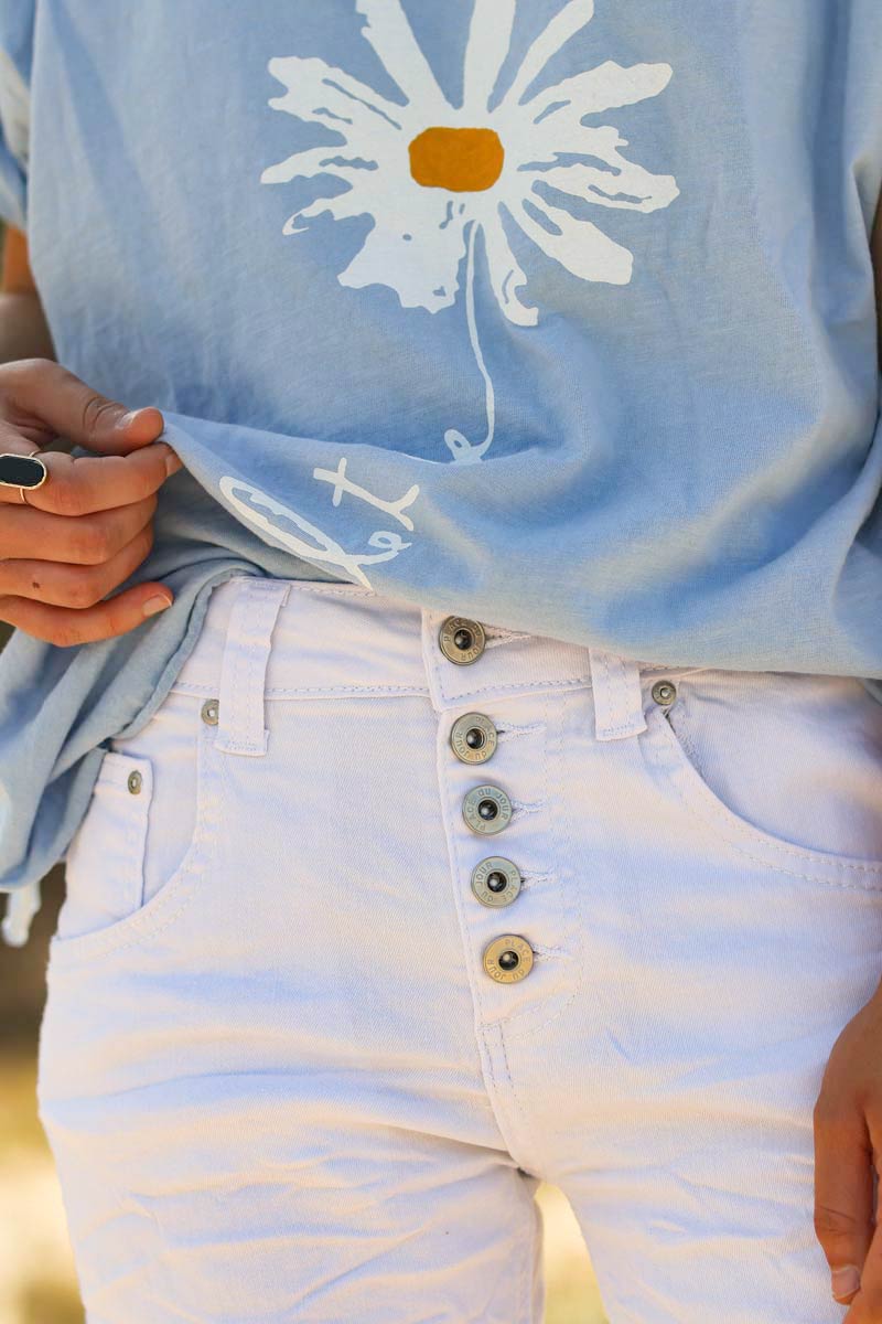 Short blanc Place du Jour en toile boutons E089 (1)