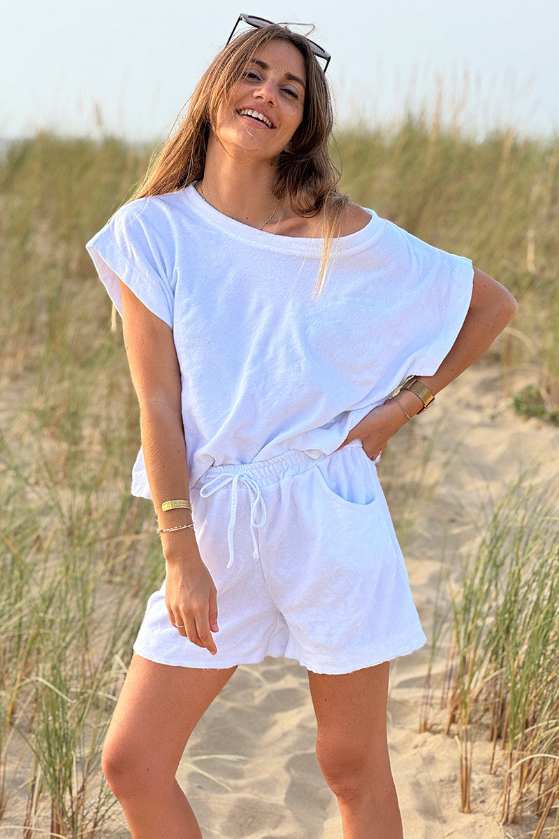 White Terry Cloth Shorts