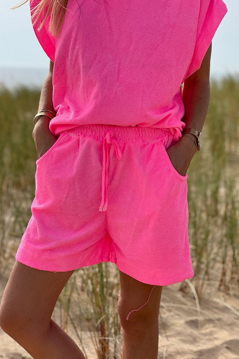 Hot Pink Terry Cloth Shorts
