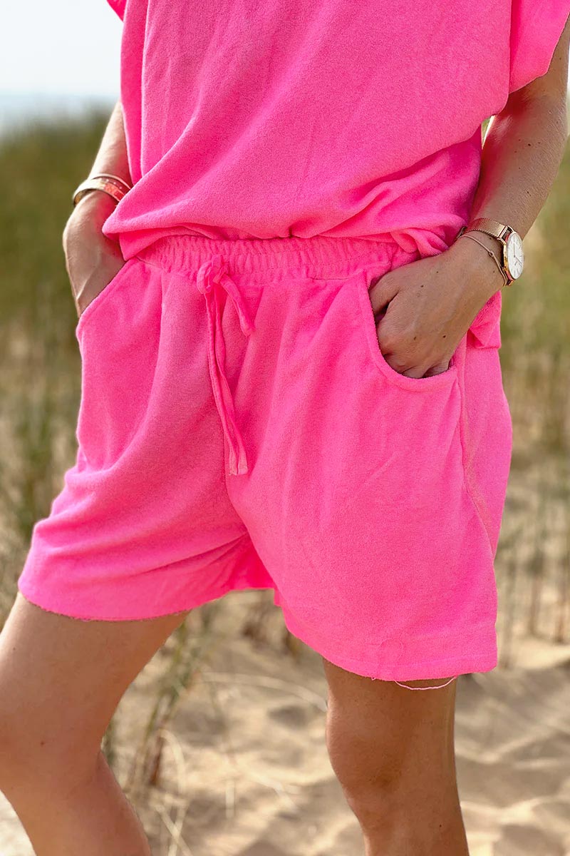 Hot Pink Terry Cloth Shorts