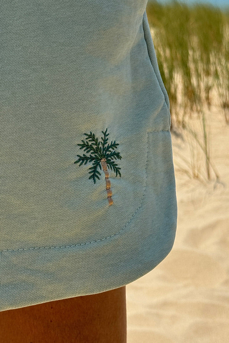 Sage Embroidered Palm Drawstring Shorts
