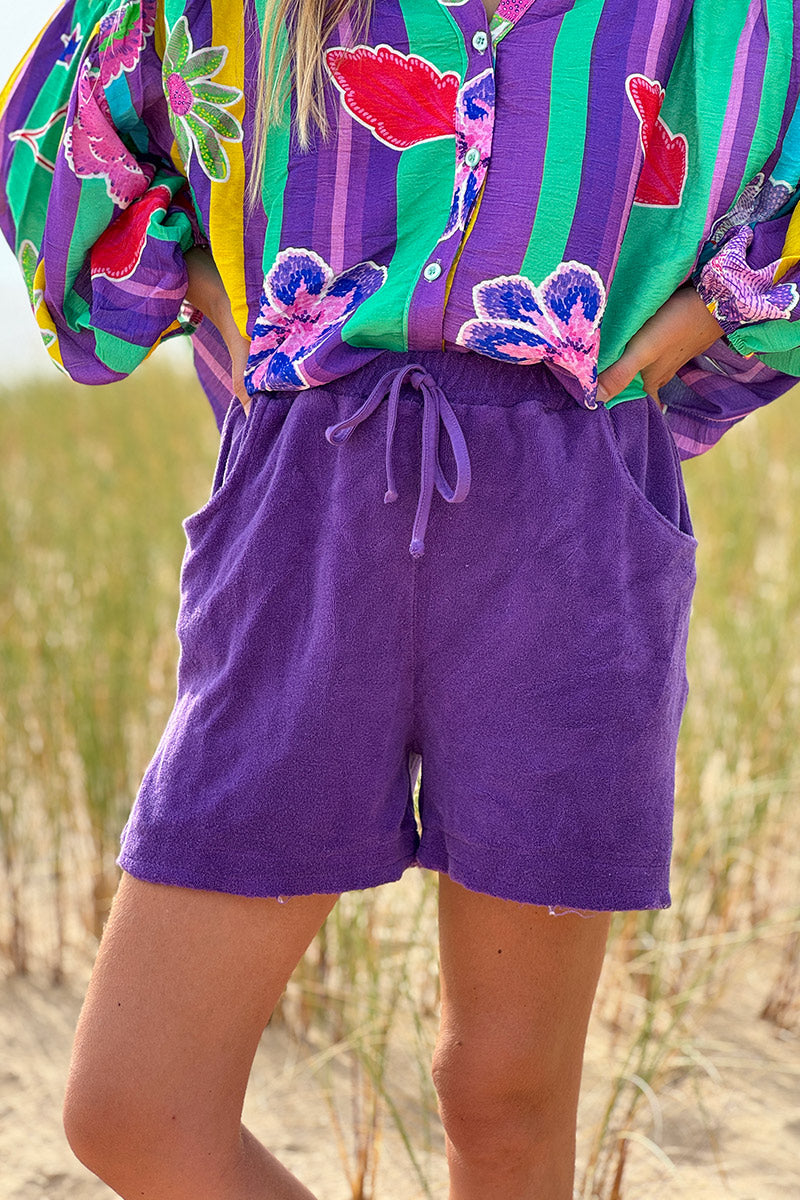Short eponge confort violet ceinture élastique