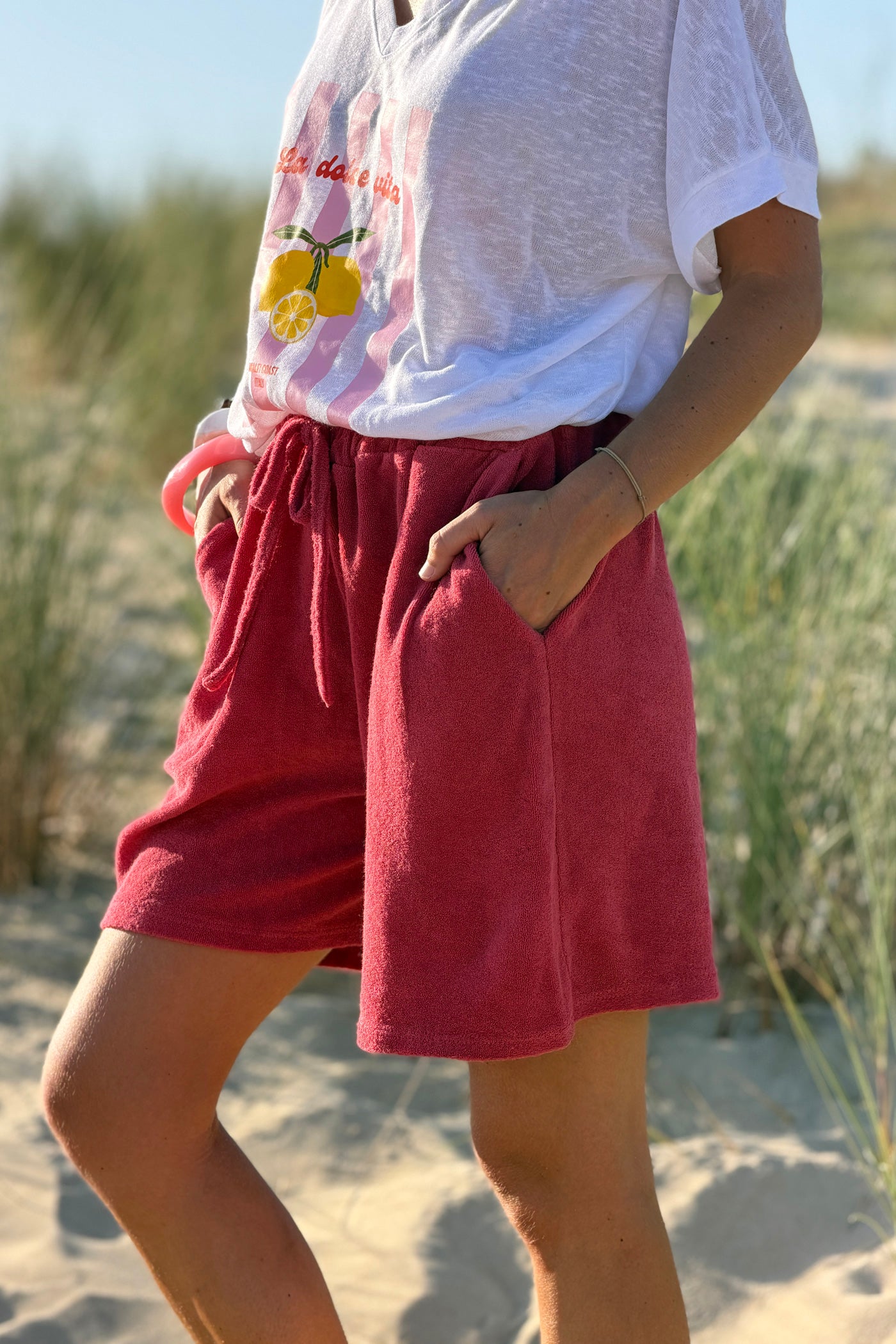 Merlot Terry Knit Pull-On Shorts
