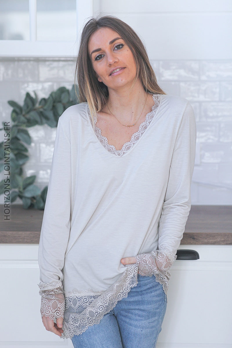 Sous pull dentelle pull gratte pique doux B10 CREME (1)