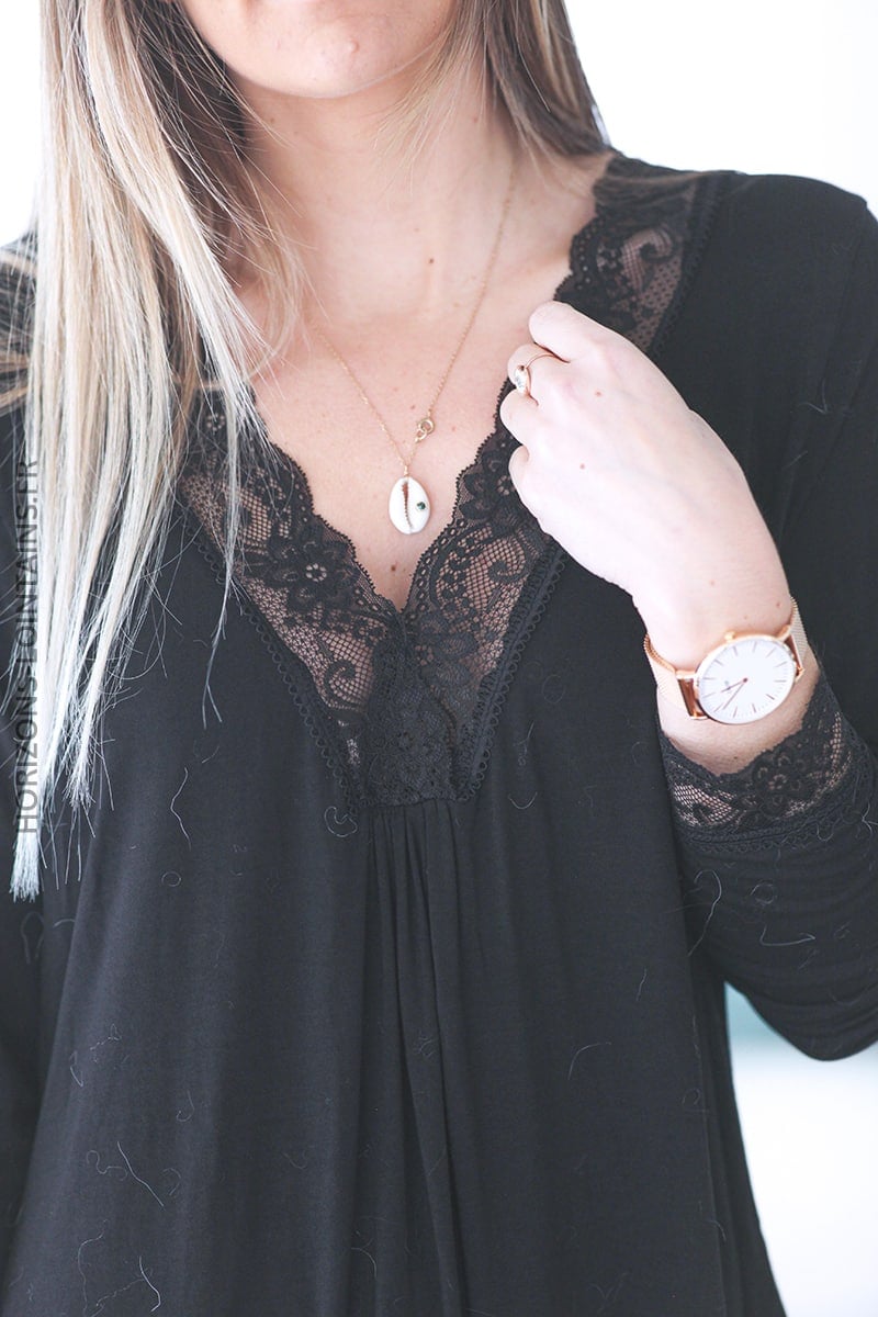 Sous pull noir petite dentelle D295 (1)