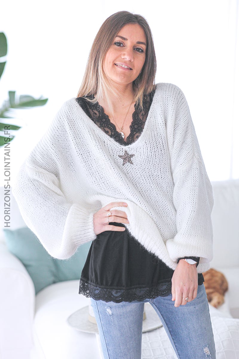 Sous pull noir petite dentelle D295 (1)