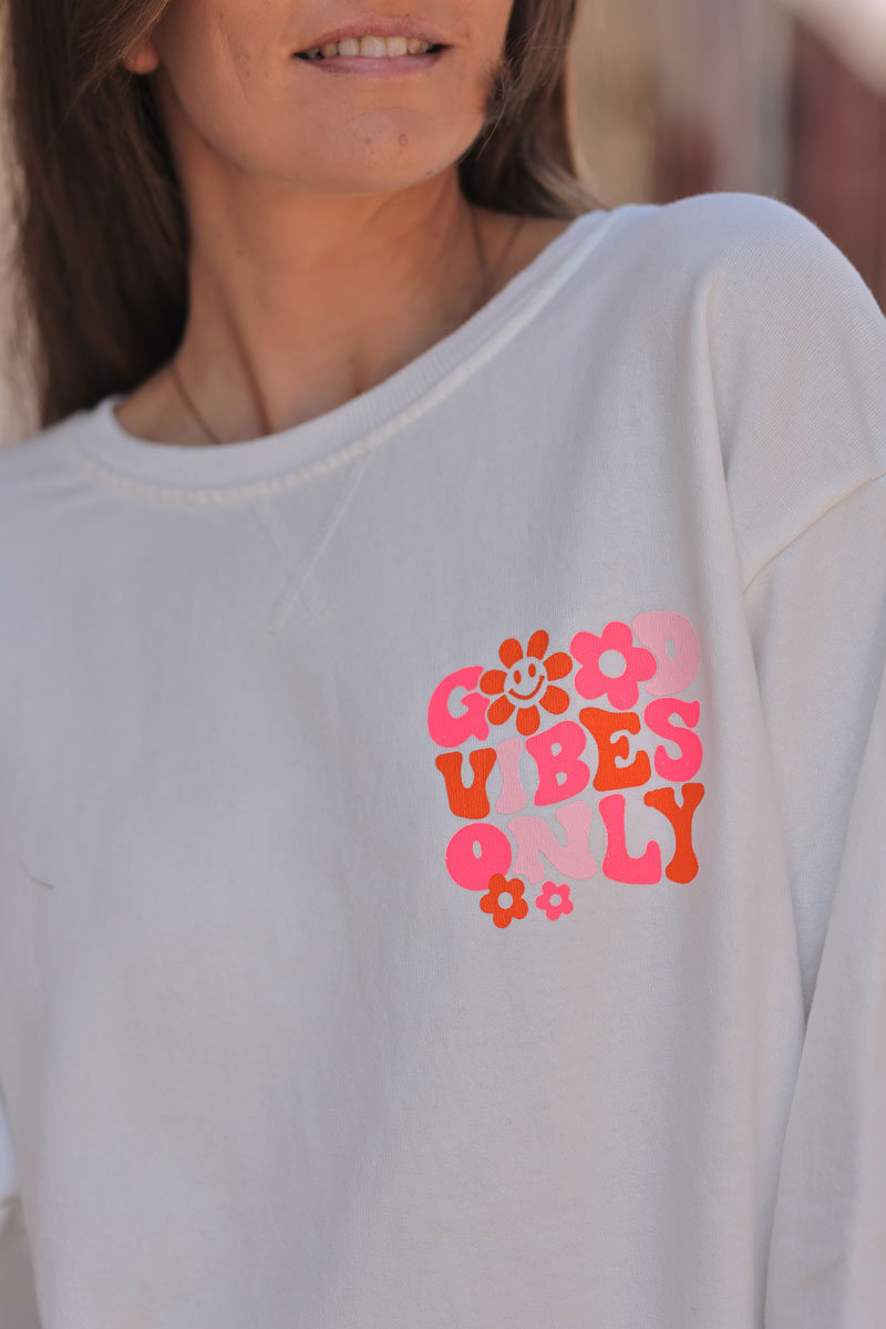 White “Good Vibes Only” Sweater