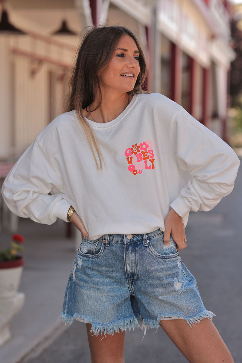 White “Good Vibes Only” Sweater