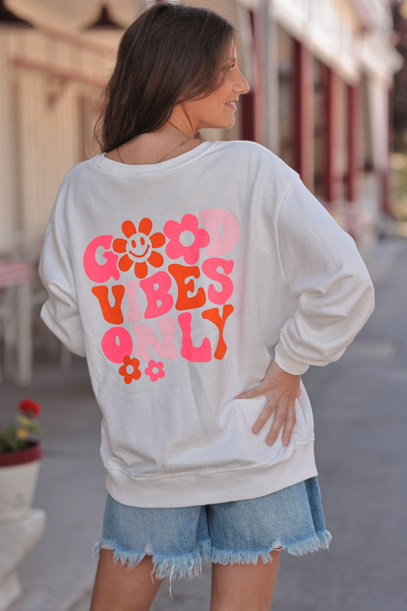 White “Good Vibes Only” Sweater