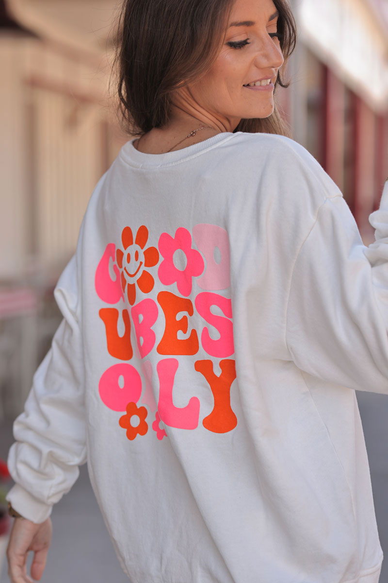 White “Good Vibes Only” Sweater