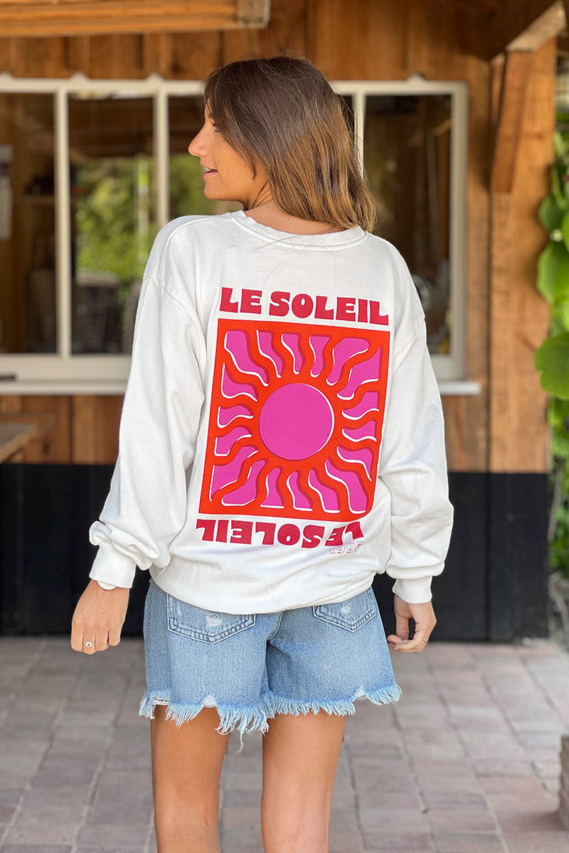 Sweat blanc cassé en coton Le Soleil coloré