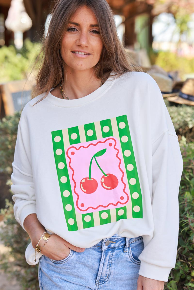 Off white Cherry Bomb Screen Print Sweater