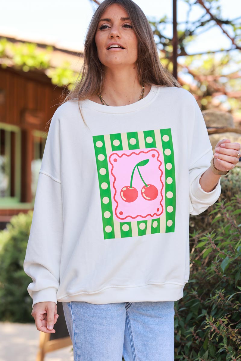 Off white Cherry Bomb Screen Print Sweater