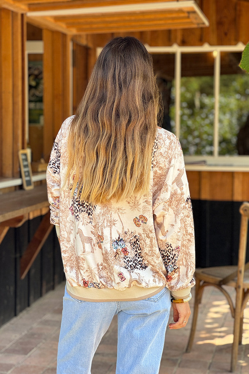 Sweat confort imprimé jungle beige
