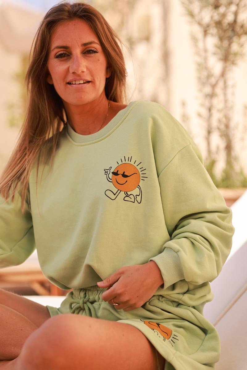 Green Cool Sunshine Jersey Sweater