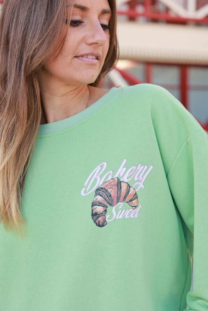 Green Bakery Sweet Croissant Jumper