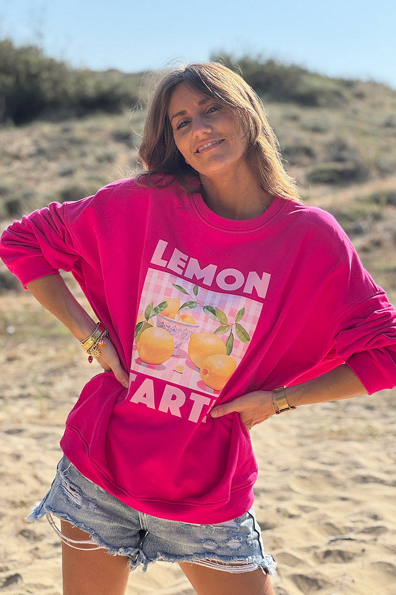 Sweat fuchsia Lemon Tarte carreaux vichy