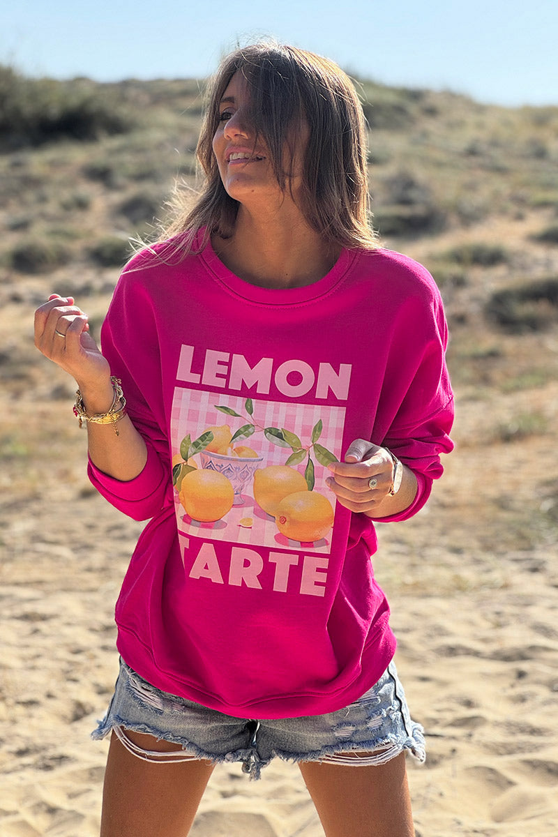 Sweat fuchsia Lemon Tarte carreaux vichy