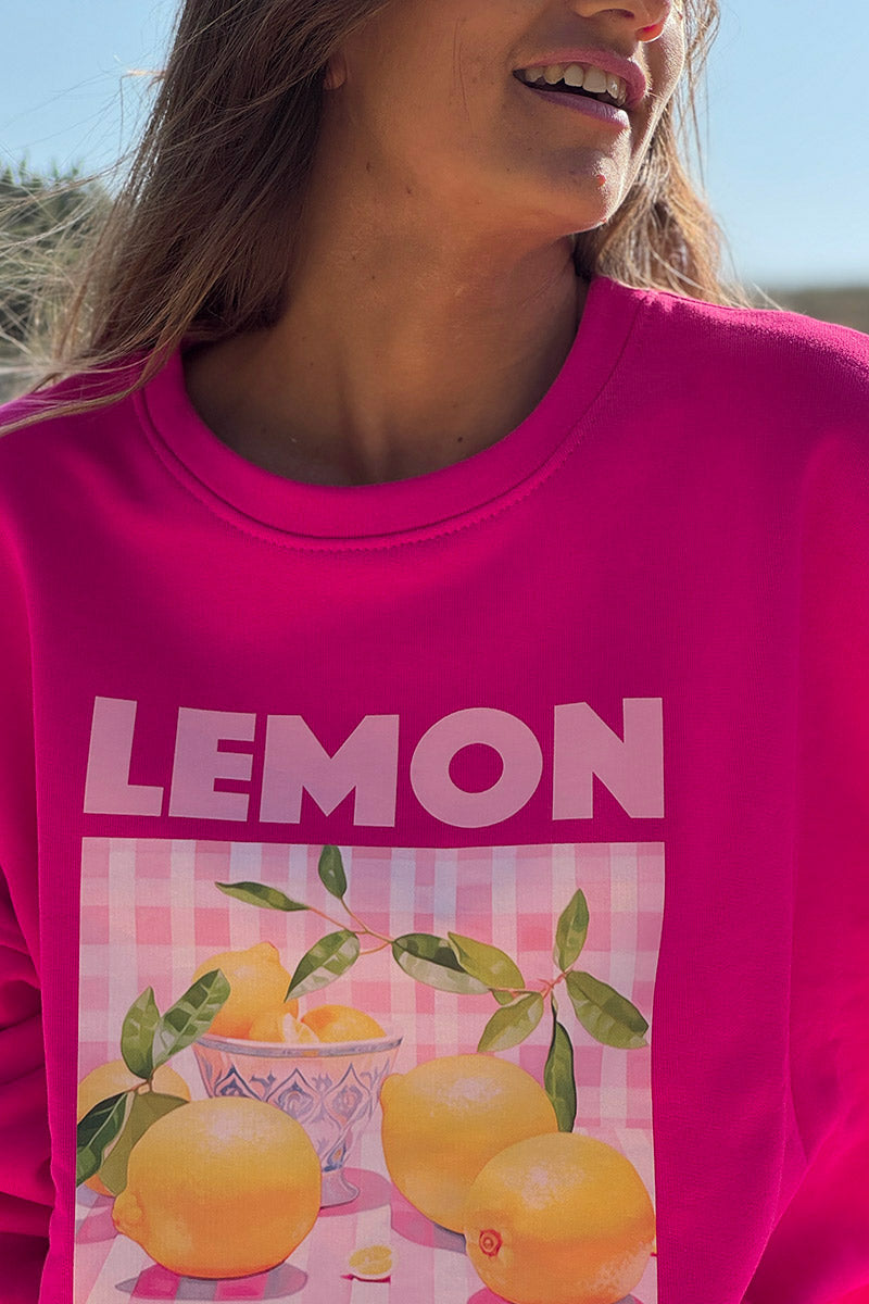 Sweat fuchsia Lemon Tarte carreaux vichy