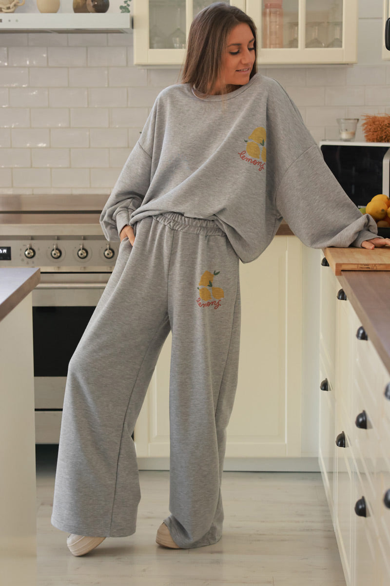 Heather Gray “Lemons” Knit Lounge Top