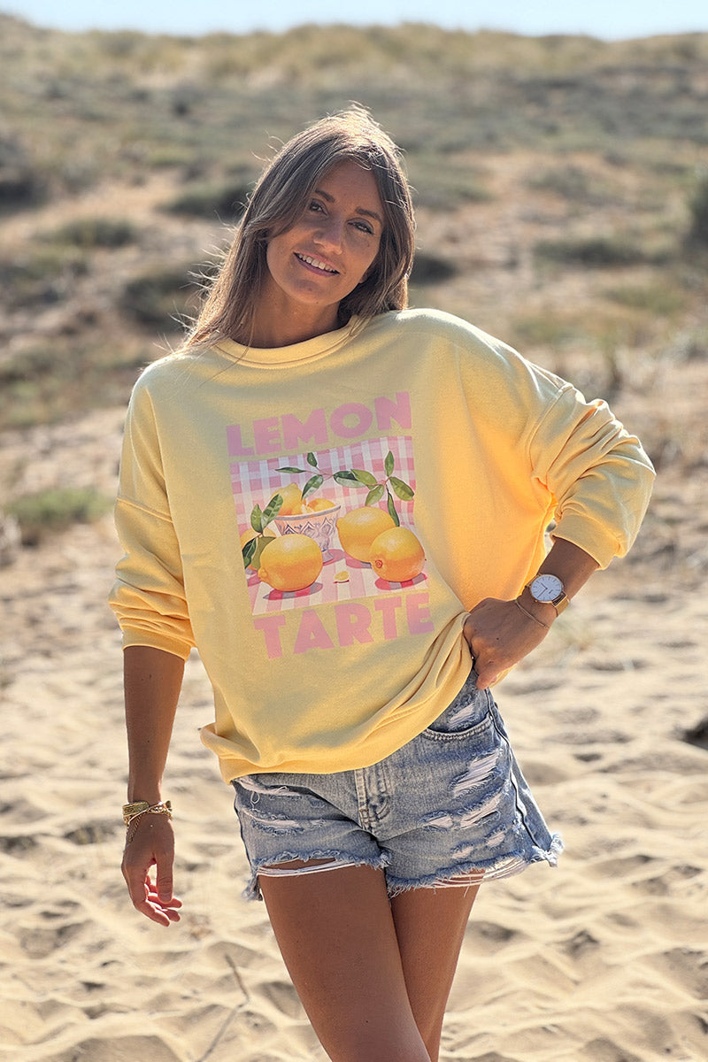 Sweat jaune Lemon Tarte carreaux vichy