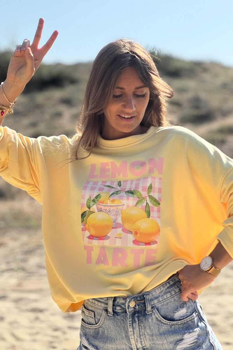 Sweat jaune Lemon Tarte carreaux vichy