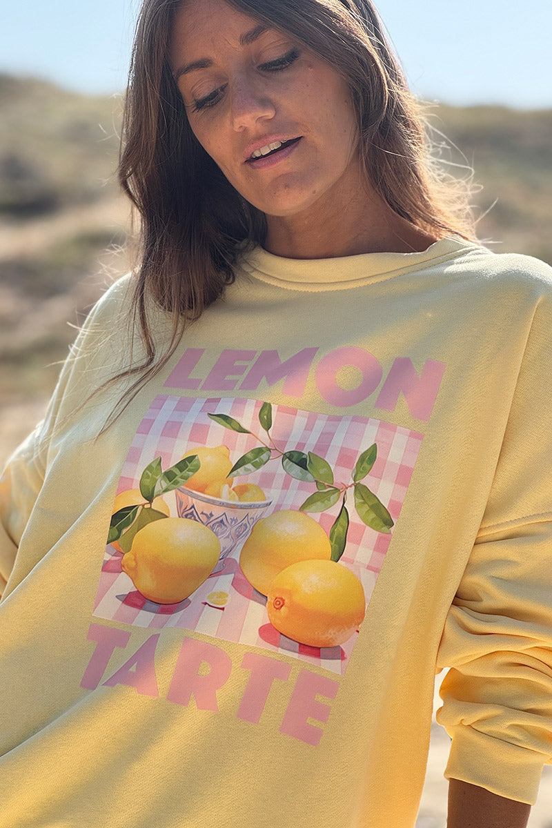 Sweat jaune Lemon Tarte carreaux vichy