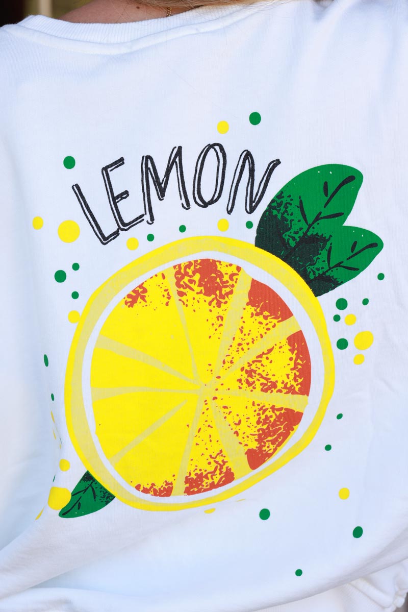 Off White Lemon Screen Print Sweater